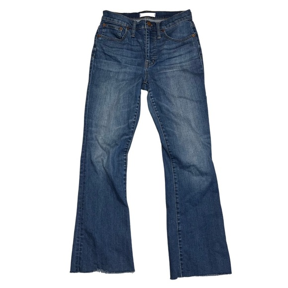 Madewell Cali Demi Boot Notch Split Back Raw Hem Jeans Sz 26 - Picture 3 of 12